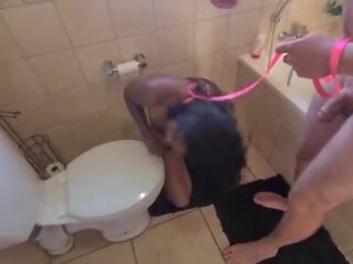 Nhân loại nhà vệ sinh ấn độ strumpet được pissed trên và được cô ấy đầu flushed followed qua sự nịnh hót thành viên